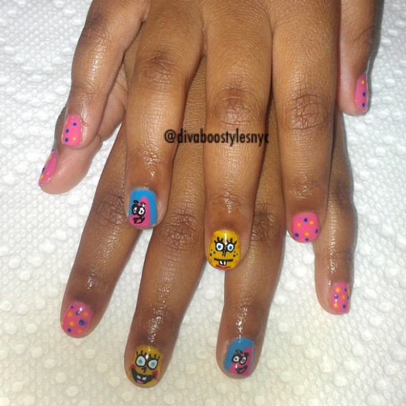 OPI IF YOU MOUST YOU MOUST - SPONGEBOB SQUARE PANTS FREE HAND